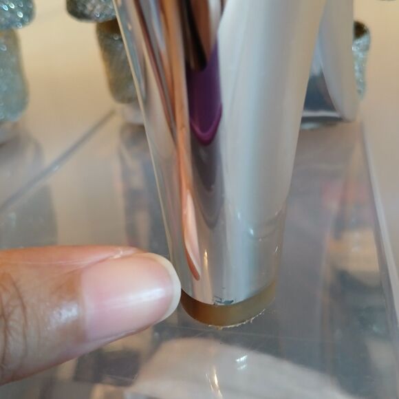 Michael Kors Size 9M Berkley T-Strap Silver Gold Glitter Zip Peep Toe Heels READ - Picture 15 of 16